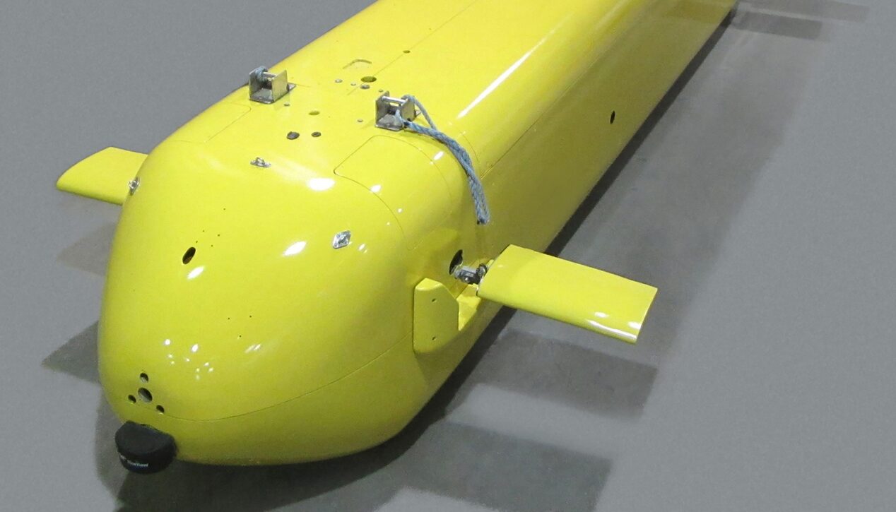 A Yellow 2012 Hydrogen Fuel Cell Unmanned Undersea Vehicle