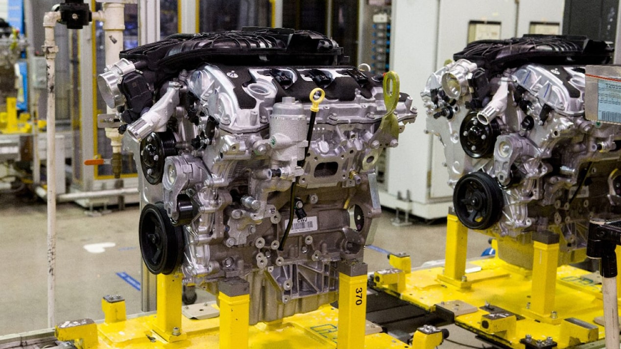 Two Engines Side by Side Placed in a Factory